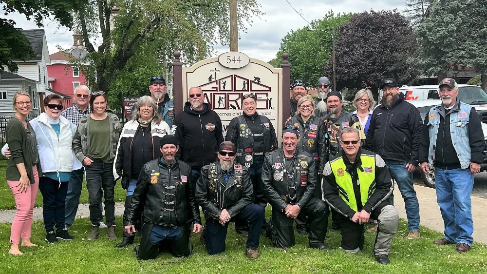 A motorcycle club volunteering with Good Works